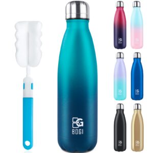 BOGI Edelstahl Trinkflasche Doppelwandige Thermosflasche BDunkelblau Trinkflasche für Kinder und Erwachsene Hält Heiß un
