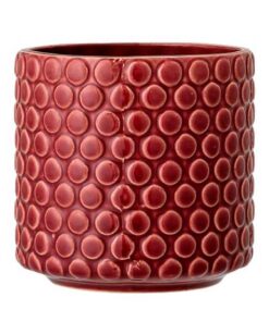 Nordring Retro Vintage Pflanztopf für Zimmerplanzen, Keramik, 12,5 cm Ø, rot