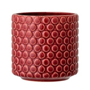 Nordring Retro Vintage Pflanztopf für Zimmerplanzen, Keramik, 12,5 cm Ø, rot