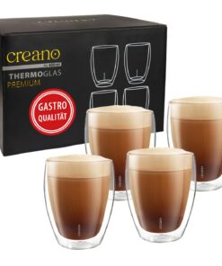 Creano PREMIUM doppelwandige Trinkgläser 400ml 4er Set - Gastronomie Qualität spülmaschinenfest ohne Loch