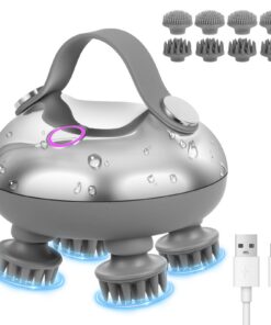 Kopfhaut-Massagegerät mit 18 Massageköpfen und 3 Massagemodi für Entspannung und Körpermassage (Silber) Elektrisches K