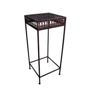 PrimoLiving Metall Blumenhocker Shabby Antik-Look braun eckig