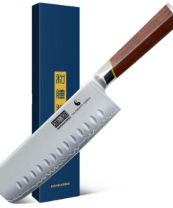 HOSHANHO Nakiri-Messer 7 Zoll | handgeschmiedetes japanisches Kochmesser aus Superstahl für Fleisch und Gemüse | Geschen