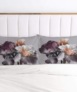 Luowei 2er-Pack Weiche Kopfkissenbezug Kompaktes Design für Komfort und Aesthetik | Luowei 2er-Pack Grau Blumen Floral