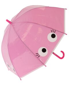 FISURA Transparenter Kinderregenschirm "Augen" Rosa Automatische Öffnung Geschenk 67,5cm Durchmesser