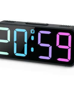 Digitaler RGB Farbiger Wecker für Kinder ohne Ticken, einstellbare Lautstärke und Helligkeit und Snooze-Funktion - 12/2
