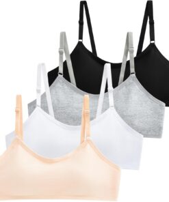 Domee Mädchen BHS Sport Bustier gepolstert ohne Bügel für Teenager 4er-Pack