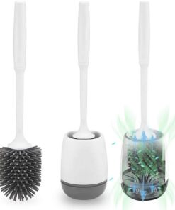 Toilettenbürste Silikon Weiß – Für Badezimmer mit Schnell-Trocknendem Haltersatz & Wandmontage Grau&Weiß