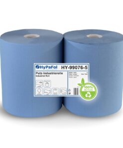 2x Putzpapierrollen je 500 Blatt 36x33cm Recyclingpapier, perforiert | saugstark und geprägt | blaue Papierrolle für Ind