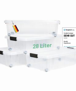 Novaliv 4x Unterbettkommode mit Rollen BPA-frei für Kinder im Schlaflabor BPA-frei 61x40x17 cm