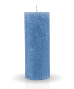 Rustikale Himmelblau Stumpenkerze Ø7cm x 18cm - antik Duftfreie Dekokerze - lange Brenndauer