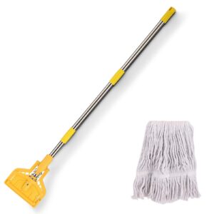 Kommerzieller Wischmopp aus robuster industrieller Baumwolle, extra Wischkopf, 155 cm langer Metallgriff, für Zuhause, G