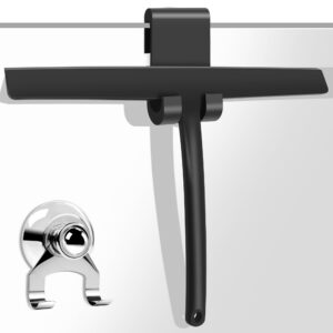 Duschabzieher Silikon Schwarz 28cm ohne Bohren Fensterabzieher Badezimmer Saugknopf S-Haken