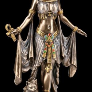 Unbekannt Altägyptische Bastet Figur mit Ankh Deko-Artikel H 25,5 cm für Zimmerdekoration