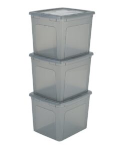 Iris Ohyama 30L BPA-frei nestbare Kunststoffboxen für Büro und Wohnzimmer - MCB-30 Grau - 3er-Set