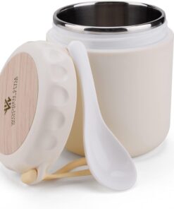 ERBO Thermobehälter für Suppen- Müslibecher to go Edelstahl 400ml Auslaufsicher Porridge Becher-Essensbehälter für Suppe