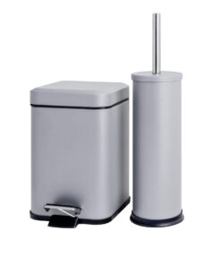 Harbour Housewares 3-Liter Badezimmer-Mülleimer Bürstenset Mattgrau Rostfreier Stahl 2-teilig
