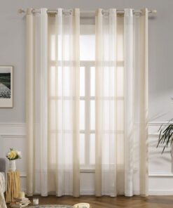 MIULEE Gardinen Transparent mit Ösen Wohnzimmer Modern 2er Set | MIULEE Voile Vorhänge Schlafzimmer Transparent mit Bei