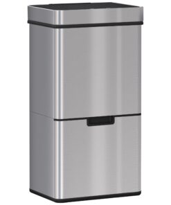 HOMCOM Automatischer Abfalleimer 47L + 2 x 12,5L Sensor Mülleimer Edelstahl Küche Wasserdicht Silber