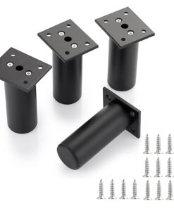 SUMTree 4 Stück 10cm Möbelfüße (Schwarz) für Schrank, Tisch, Stuhl, Schreibtisch und Sofa - Einfache Montage, Alulegieru