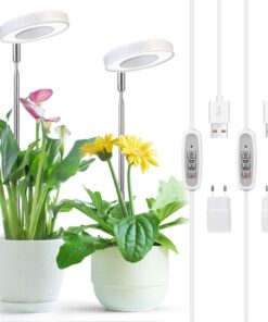 **2 Stück LED Vollspektrum Pflanzenlampe für Zimmerpflanzen mit Höhenverstellung und Auto-Timer** | **4000 Helligkeits