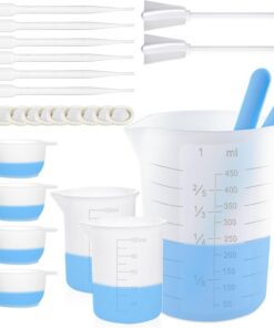 Silikon Messbecher Set für Fingerlinge - 450ml & 100ml Becher, Mischpaddel & Pipetten, Wiederverwendbar & leicht reinigb