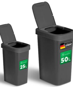 Novaliv 25L + 50L Mülleimer-Set, Anti-Geruch & Klappdeckel, Küche & Haushalt