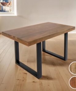SAM Esszimmertisch 140 x 80 cm nussbaumfarben - Akazienholz massiv, U-Gestell aus Metall Schwarz - gerade Kanten SAM Es