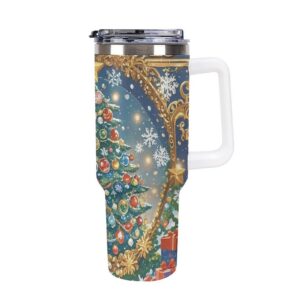 AQRJLPM Weihnachtspuzzle-Autobecher, Edelstahl, 1,2 l, Isoliert, auslaufsicher, Reise-Kaffeebecherkalte-heise Getränke,