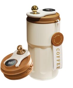 Digitalanzeige Thermobecher Kaffee, trinkfeste Vakuumisolation, 420ml 316-Edelstahl Termokaffeebecher to go