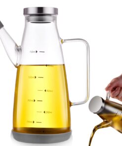 Olivenölflasche 750ML: Glasölflasche mit Rutschfester Griff, Tropffreier Ölspender mit Silikonbasis, Auslaufsicher für S
