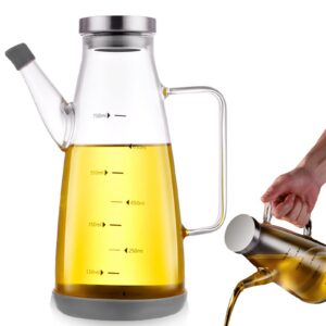 Olivenölflasche 750ML: Glasölflasche mit Rutschfester Griff, Tropffreier Ölspender mit Silikonbasis, Auslaufsicher für S