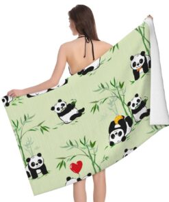 Pandas und Bambus Handtücher Bequem Duschtuch Für Meer Camping Reise 80x130Cm