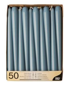 PAPSTAR 50 Leuchterkerzen · Große Größe 25 cm · Arktilikblau Farbe