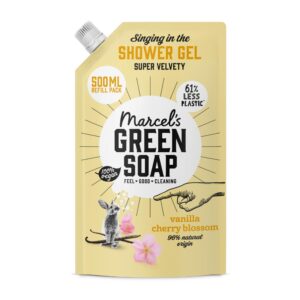 Marcel's Green Soap Duschgel Nachfüllpack Vanille & Kirschblüte - Umweltfreundlich, Vegan, 98% Biologisch abbaubar - 500