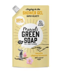 Marcel's Green Soap Duschgel Nachfüllpack Vanille & Kirschblüte - Umweltfreundlich, Vegan, 98% Biologisch abbaubar - 500