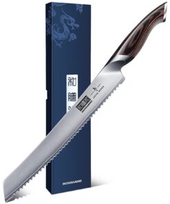 HOSHANHO Professional Bread Knife 25cm Schärfe Wellenschliff Edelstahl Brotmesser für Brot und Kuchen
