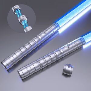 Lichtschwert 2 Packungen Metallgriff 15 Farben LED austauschbar wiederaufladbare Batterien Duellierende Lichtsäbel mit S