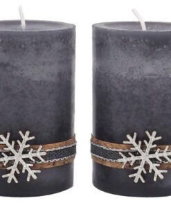 ZauberDeko Unparfümierte 4 Grau Silber Kerzen Stumpenkerzen für Advent und Weihnachten, Ideal für Holzdekoration auf dem