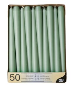 50 Papstar Jade Grüne Leuchterkerzen, 25cm hoch und einen Durchmesser von bis zu 2,2cm - Perfekt für Zimtfestlichkeiten