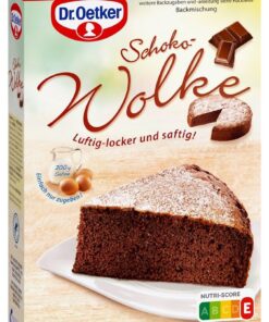 Dr. Oetker Schoko-Wolke Backmischung, 455 g, für besonders luftig-lockeren Schokoladenrührkuchen - Dekorzucker Rainfores