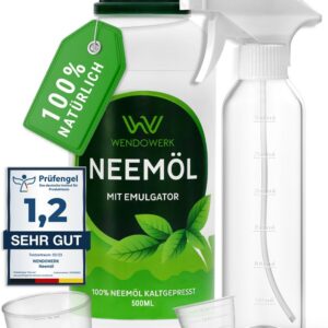 WENDOWERK® Neemöl [500ml] - Natürliche Pflanzenschutzlösung für Indoor und Outdoor - Emulgator enthalten - Niemöl mit Sp