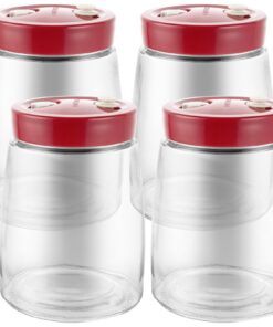 4 Stück Gärglas Fermentationsglas Jar 1,4 Liter mit 1 Weg Luftablassöffnung für Kefir, Kimchi und Sauerkraut Übernachtun