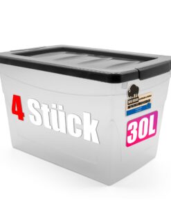 BigDean 4x 30 L Aufbewahrungsbox mit Deckel für Haushalte im Budgetsegments versatile Speicherlösung