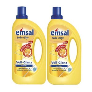2x emsal Langzeitglanz Bodenpflege mit Orangenwachs für Brillante Sauberkeit | 2x emsal Voll-Glanz Bodenpflege 1 Liter