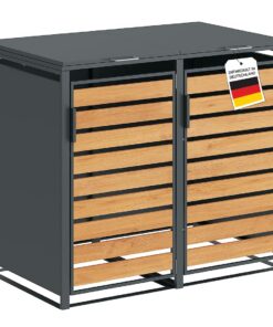 STEELSØN Kestra Anthrazit Mülltonnenbox 2er bis 120L – Wetterfest und mit Sichtstreifen – Hochwertige Müllcontainer für