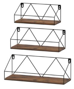 EYMPEU Wandregal 3er Set Holz Metall für Küche Bad Wohnzimmer