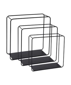 Berlinlodge Wandregal Metall 3er Set Schwarz - Schweberegal für Wohnzimmer Küche Badezimmer