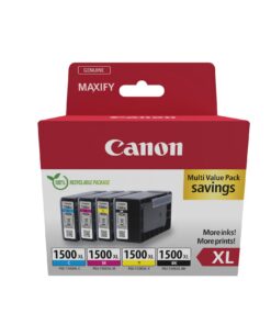 Canon PGI-1500 XL C M Y BK Vorteilspack 4 Tintenpatronen Umweltfreundliche Verpackung (Schwarz XL, Cyan XL, Magenta XL,