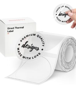 NIIMBOT Selbstklebende Thermo Etiketten für B1/B21/B3S Drucker Thermo Papier (Klar-Runden-50 x 50mm) - Schul- und Bürot.